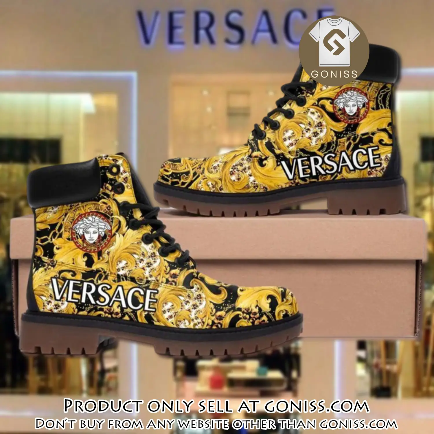 Versace medusa gold pattern luxury brand boots premium gifts for men women gn5542000